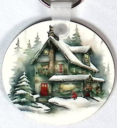 Mountain Huose Round Key Chain