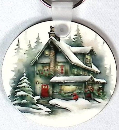 Mountain Huose Round Key Chain