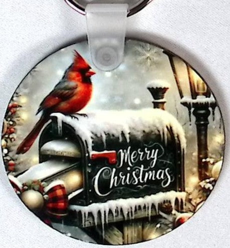 Cardinal Mail Box Round Key Chain