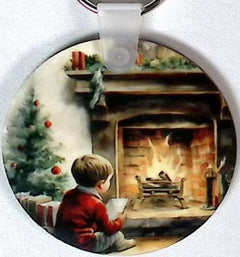 Boy Fireplace Round Key Chain