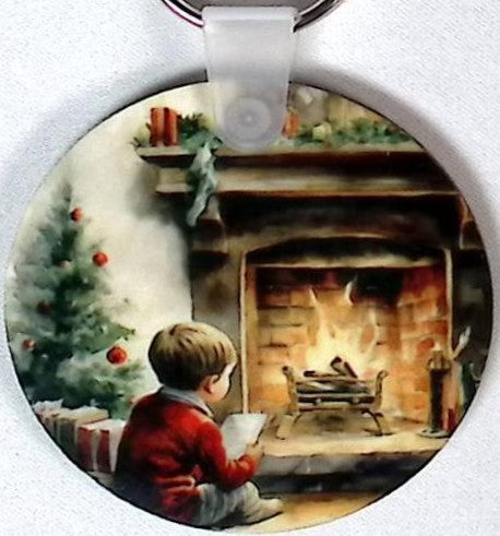 Boy Fireplace Round Key Chain