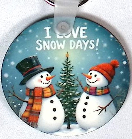Snow Day Round Key Chain