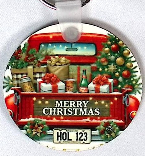 Old Red Truck Round Key Chain