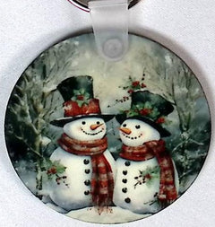 Snowmen Top Hats Round Key Chain