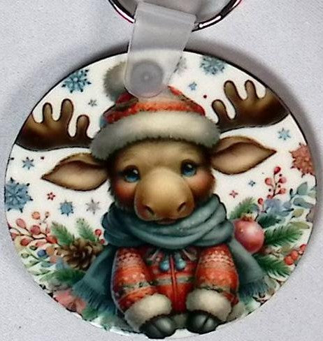 Moose Calf Round Key Chain