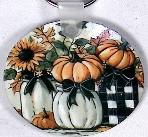 Pumpkin Sunflower Round Key Chain