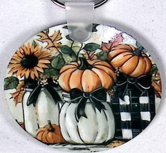 Pumpkin Sunflower Round Key Chain