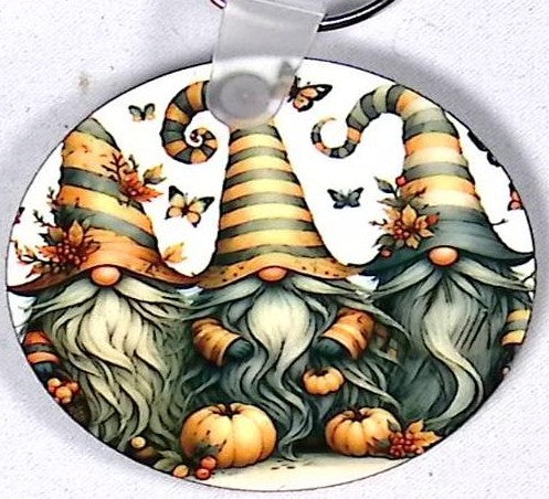 Fall Gnomes Round Key Chain