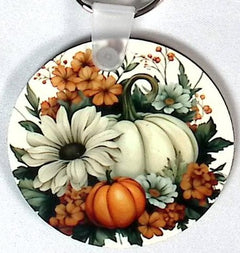 White PUmpkin Ruond Key chain