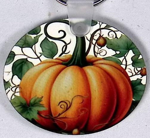 Orange Pumpkin Round Key Chain