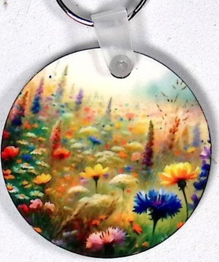 Wildflower Field Round Key Chain