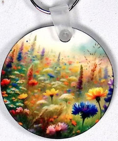 Wildflower Field Round Key Chain