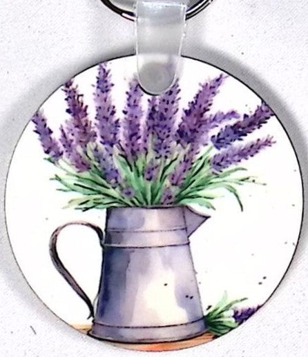 Pail Flowers Round Key Chain