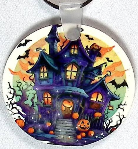Haunted House Round Key Chain