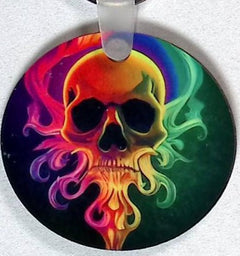 Neon Skull Round Key Chain