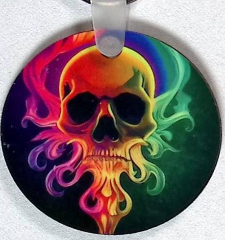 Neon Skull Round Key Chain