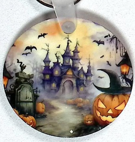 Haunted Castle Round Key Chain
