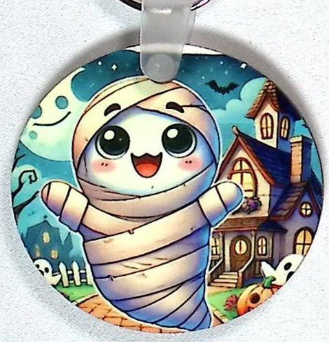 Mummy Ghost Round Key Chain