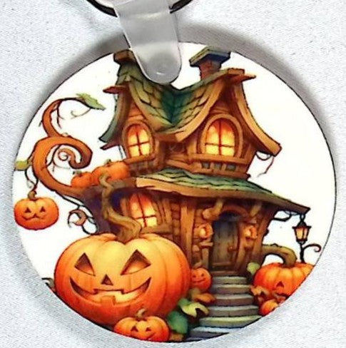 Haunted House Round Key Chain