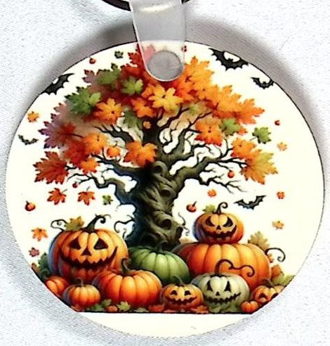 Pumpkin Flower Tree Round Key Chain