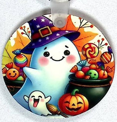 Ghosts Partying Round Key Chain