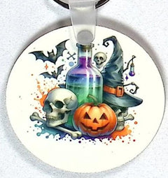 Skull Pumpkin Bats Round Key Chain