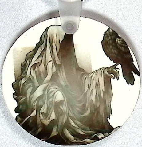 Grim Reaper Raven Round Key Chain