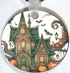 Non-Scary Haunted House Round Key Chain