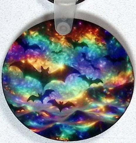 Neon Sky Bats Ruond Key Chain