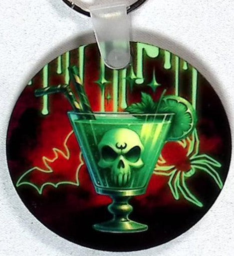Green Drinks Round Key Chain