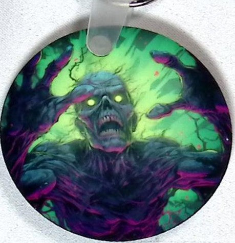 Zombie Attack Round Key Chain