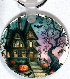 Haunted Lane Round Key Chain