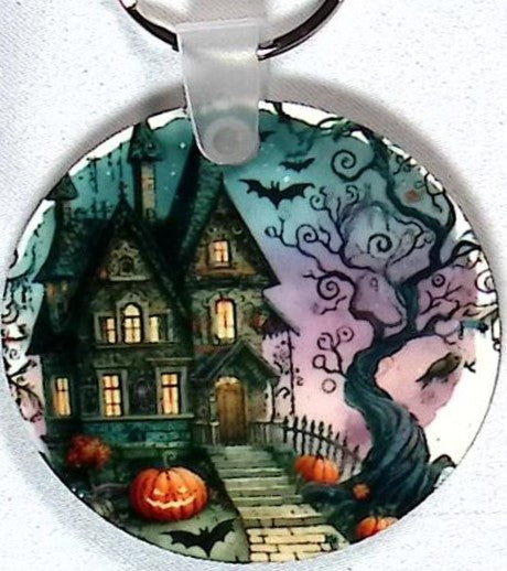 Haunted Lane Round Key Chain