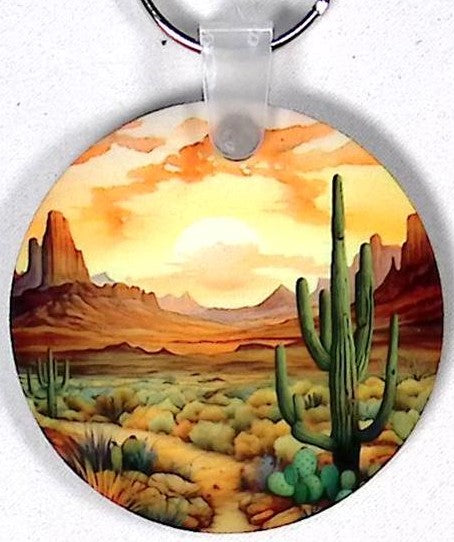 Southwest Desert Round Key Chain