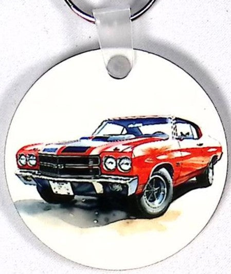 Red Car Round Key Chain