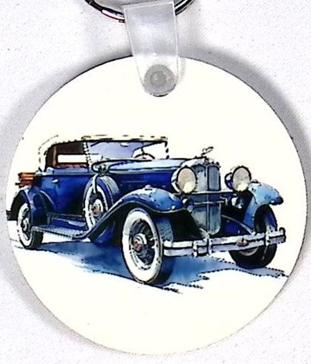 Classic Blue Car Round Key Chain
