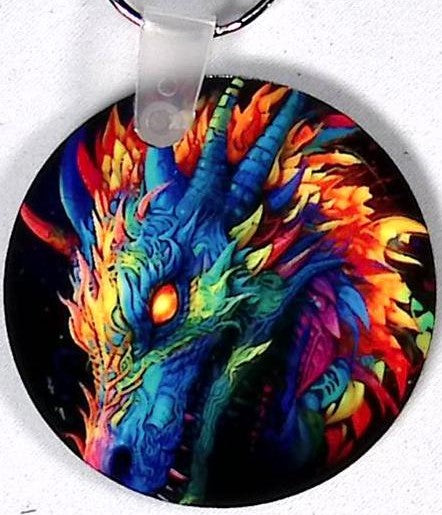 Neon Dragon Round Key Chain