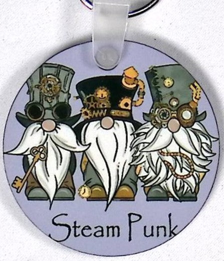 Steam Punk Gnomes Round Key Chain