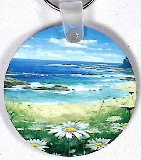The Beach Round Key Chain
