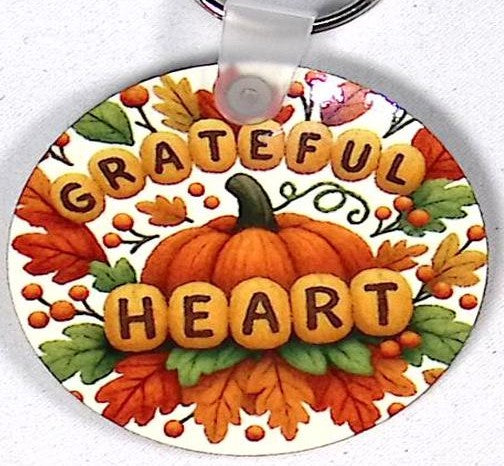 Thankful Heart Round Key Chain