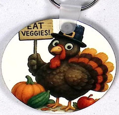 Eat Veggies Round Key Chain