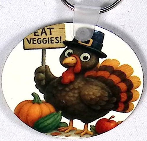 Eat Veggies Round Key Chain