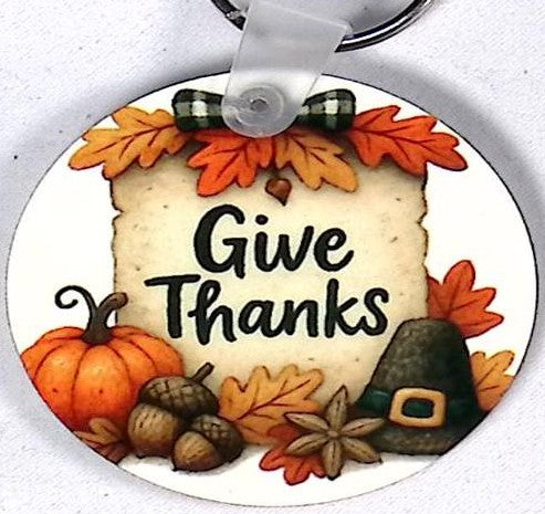 Give Thanks Round Key Chain